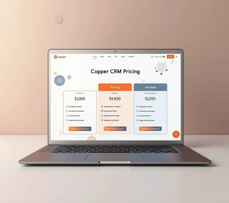 Pricing tiers shown on a laptop next to a Google Workspace logo