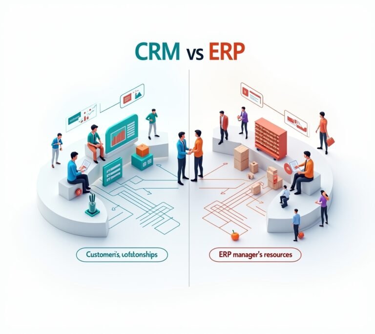 Split illustration showing customer data on one side and operations data on the other