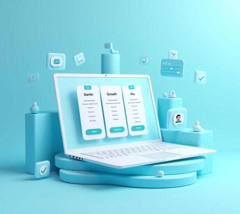 Pricing chart open on a laptop in a modern office setting