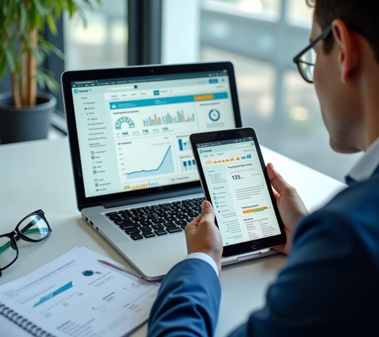 Laptop showing Insightly's project and pipeline dashboard
