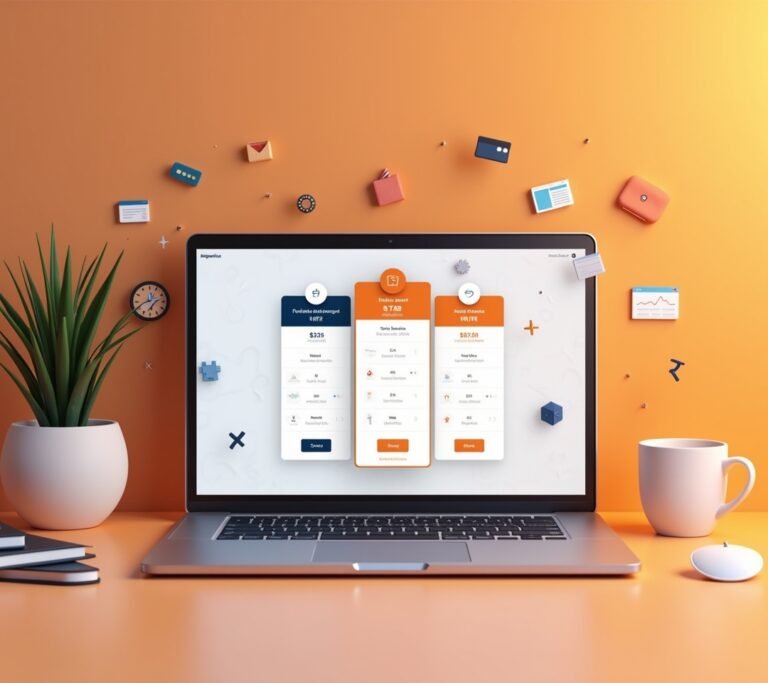 Laptop showing Pipedrive subscription tiers on a clean desk