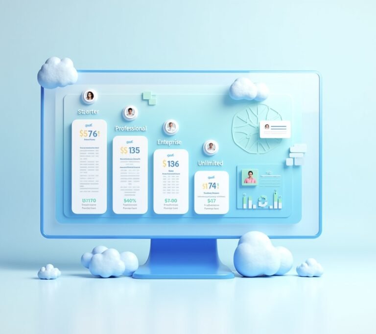 Pricing chart displayed on a large office monitor